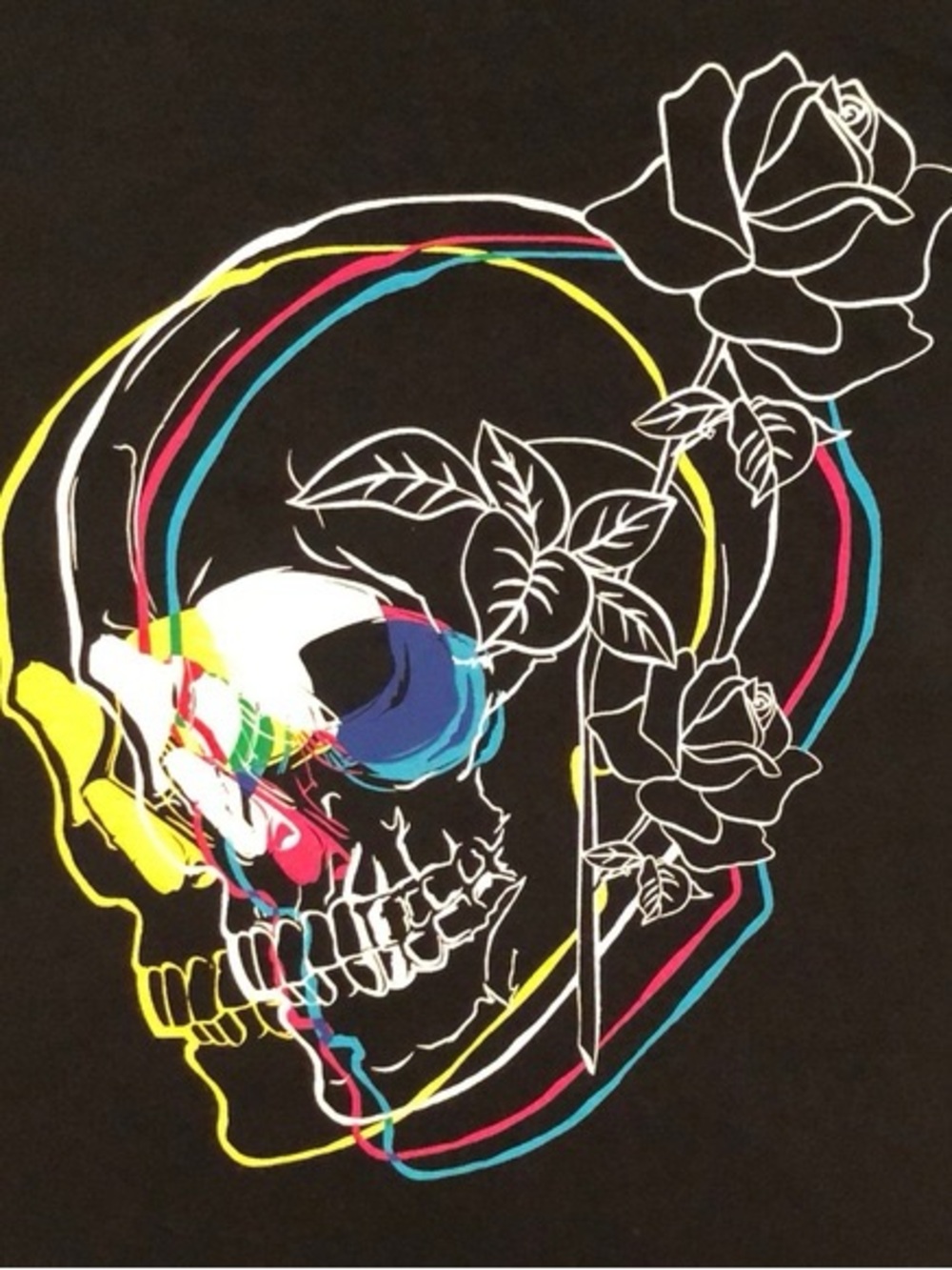 NWT Robert Graham “Cobs” Black Rose Skull Graphic T-Shirt
